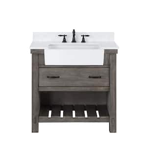 Villareal 36 in.W x 22 in.D x 34 in.H Single Farmhouse Bath Vanity in Classical Grey with Composite Stone Top