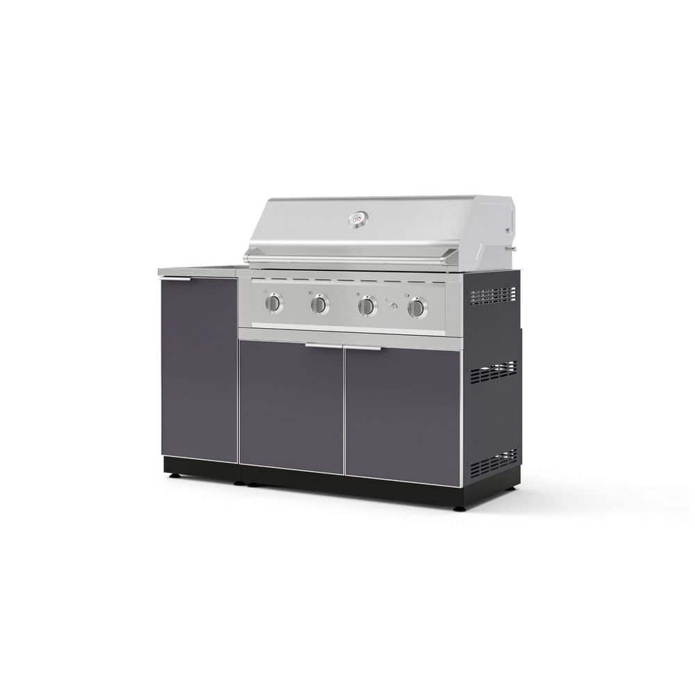 Outdoor Kitchen 3-Piece 3-Burners Natural Gas Grill Island in Gray w/40 in. Performance Grill and Sink Cabinet price history on PriceWatchPro