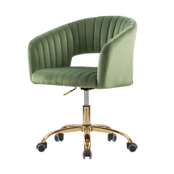 HOMEFUN Green Velvet Morden Cute Upholstered Task Chair HFHDSN