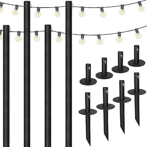 Outdoor 100 ft. Plug-in Globe Bulb String Light with Four 10 ft. Mounting Poles