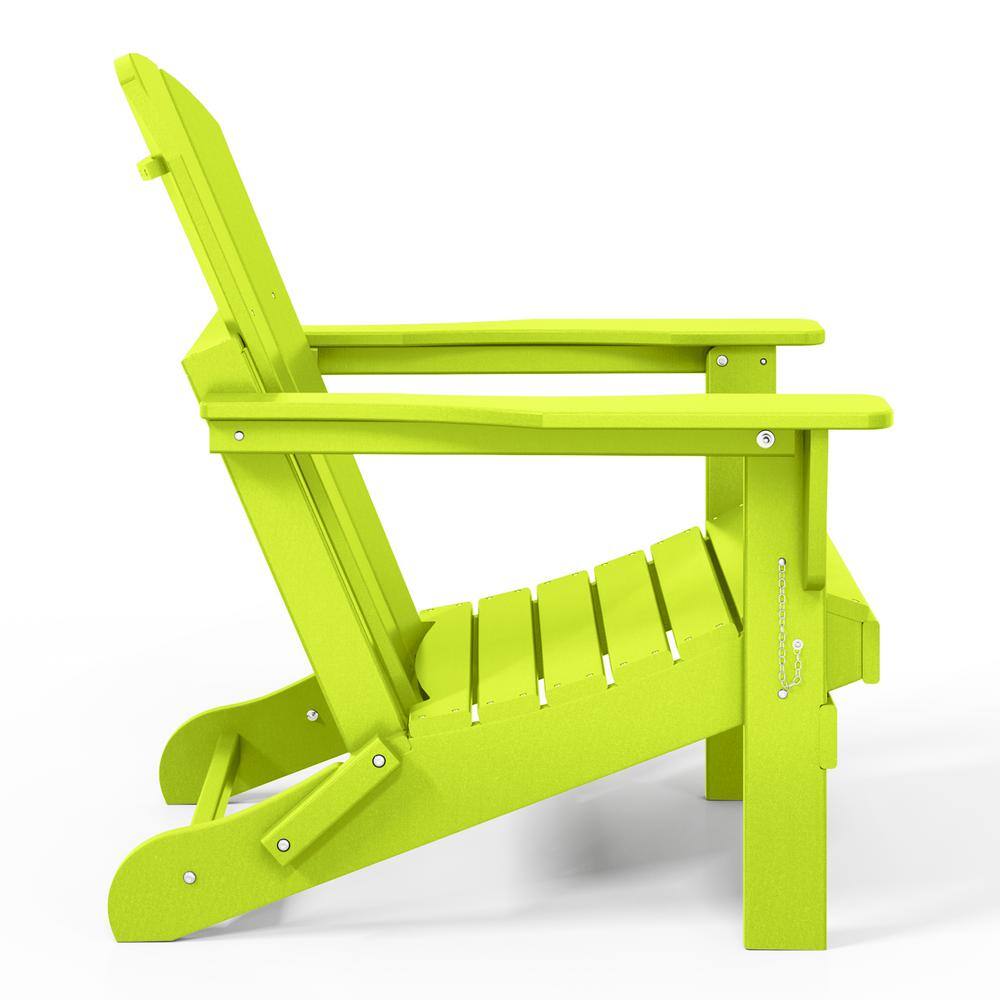 Lime Green Poly Folding Outdoor Adirondack Chairs, Set of 2