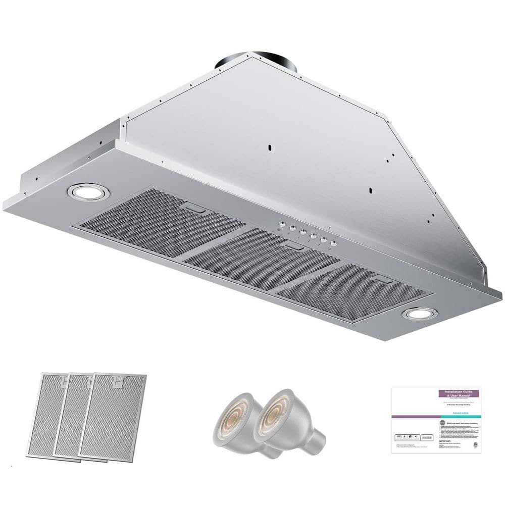 36 in. 900 CFM Convertible Insert Range Hood in Stainless Steel with LED Lighting, As Low as 35 dB, 10-Year Warranty