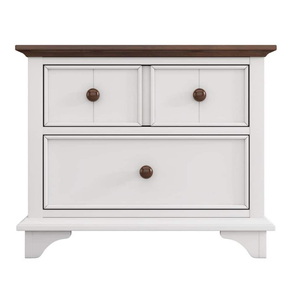 White 2-Drawer 27.60 in. Nightstand