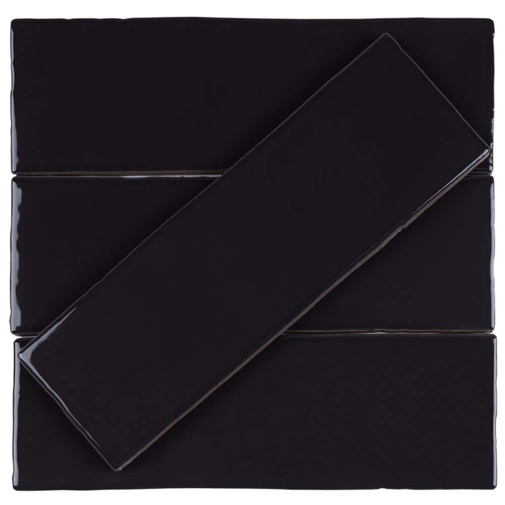 Noir Black Glossy Porcelain Rectangular Wall Tile