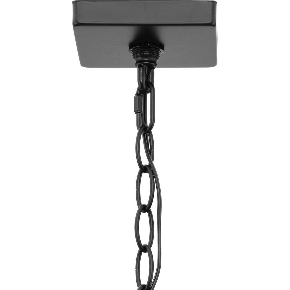 Hillcrest Matte Black 4-Light Foyer Pendant with Clear Glass Panels