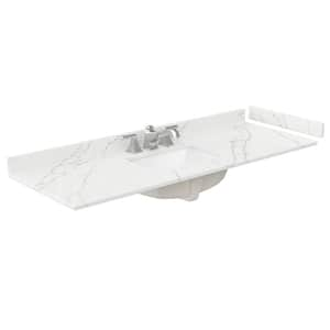 60 in. W x 22 in. D Quartz White Rectangular Single Sink Bathroom Vanity Top in Giotto