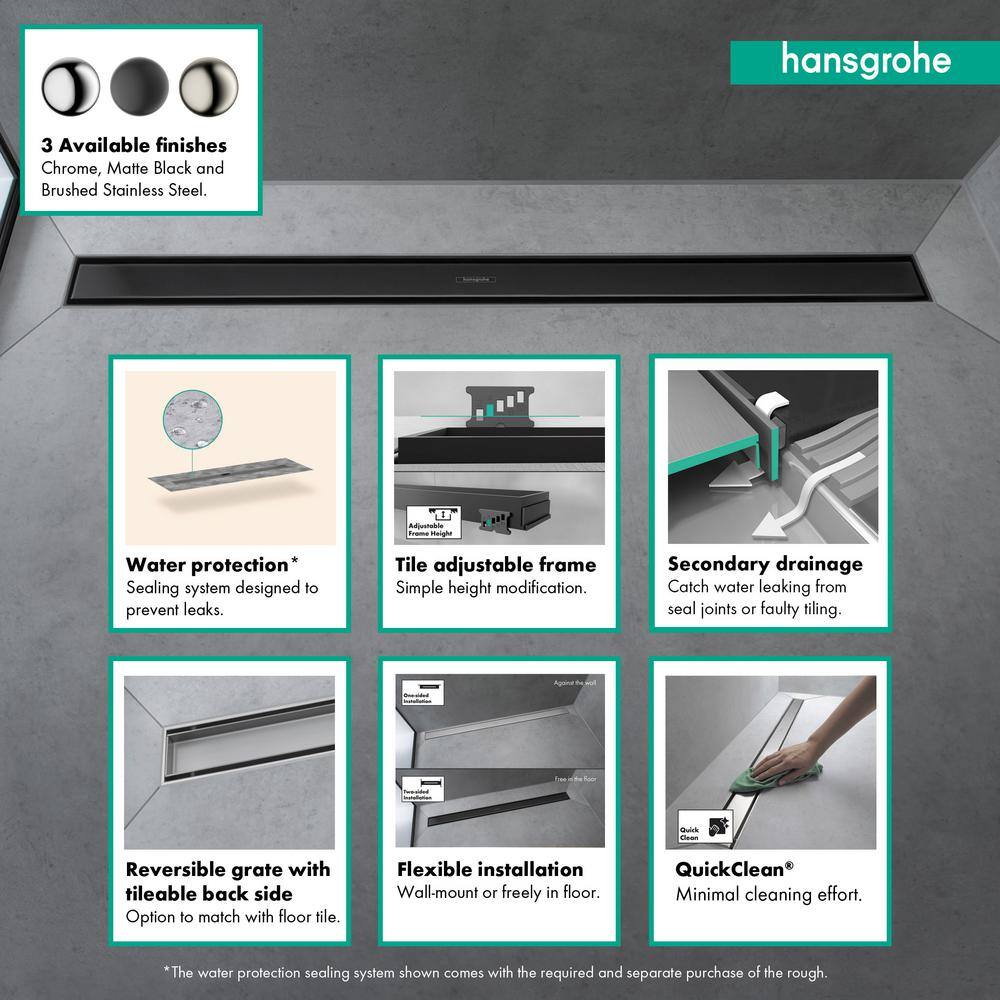 Matte Black Stainless Steel Linear Tileable Shower Drain