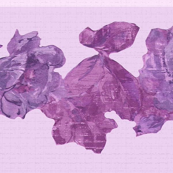 Falkirk Dandy II Purple Pink Flowers Leaves Floral Peel and Stick Wallpaper Border