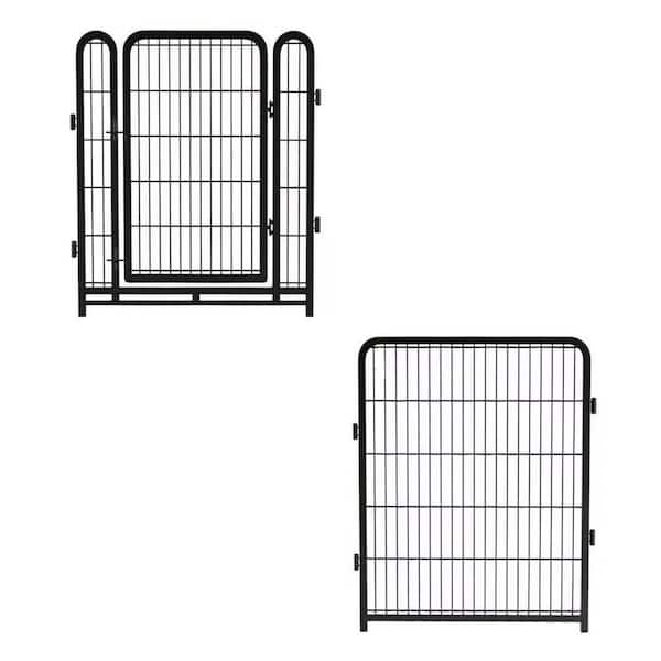 Outdoor Dog Playpen 48 inch H 8 Panels Total 17.7 ft. L Decorative Fence Low Threshold Heavy Duty Metal Pet Exercise Pen