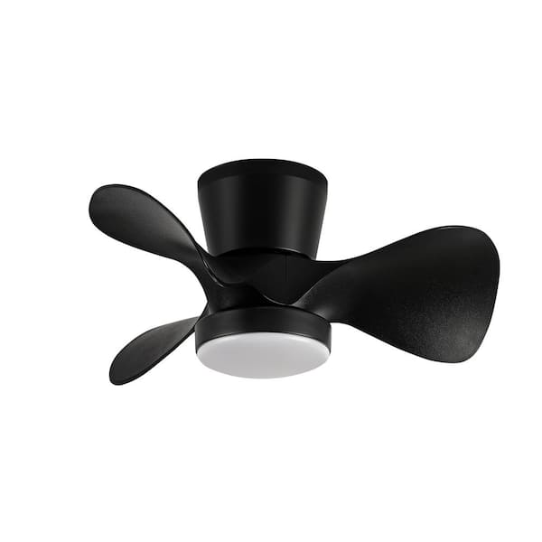 YUHAO 30 in. Indoor Low Profile Integrated LED Light Kids Black Ceiling Fan  with Reversible Motor and Remote for Bedroom DDC1164BK302 - The Home Depot