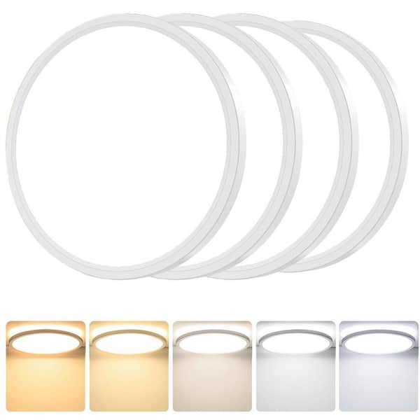 12 in. 28-Watt 5 CCT (3000K/4000K/4500K/5000K/6000K) Selectable LED Flush Mount Ceiling Light for Living Room (4-Pack)