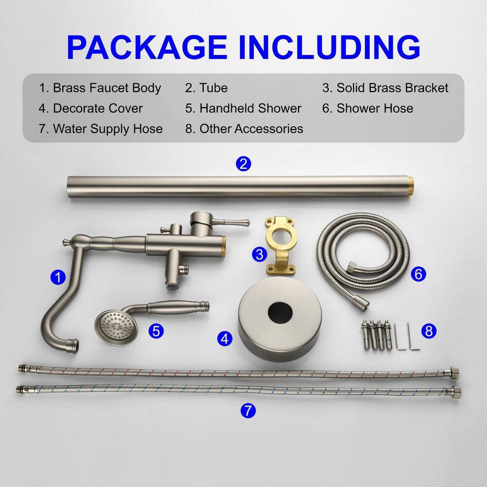 Brushed Nickel Freestanding Tub Faucet with Hand Shower