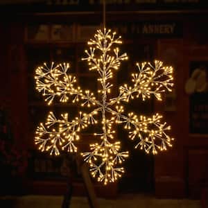 3 ft. 528 LED Starburst Snowflake Light Twinkle and Warm White Lights Plug in for Home Garden