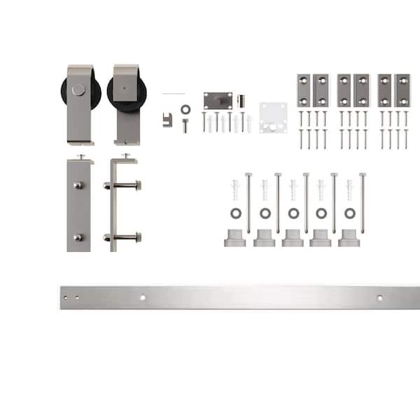 4 ft. /48 in. Brushed Nickel Single Bi-Fold Sliding Barn Door Track and Hardware Kit with Classic Roller for 2-Doors