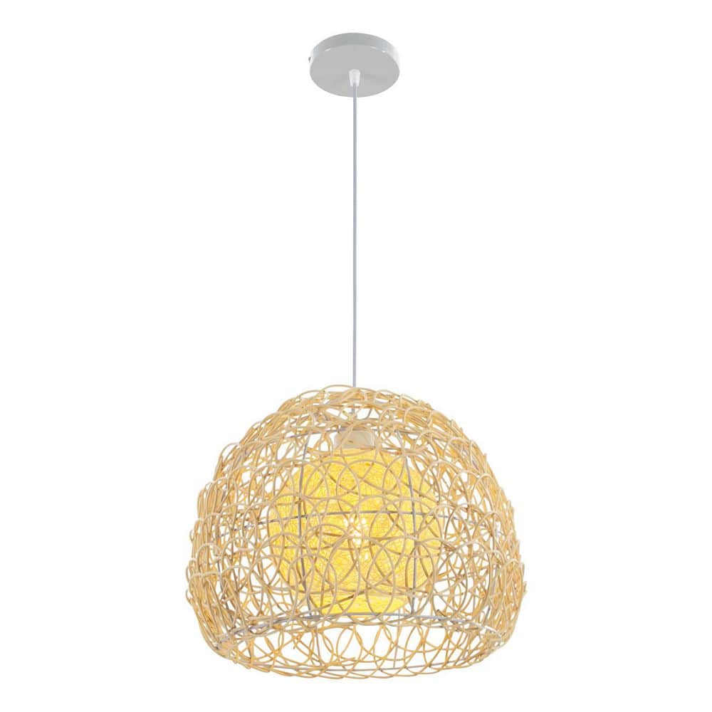 1 Light Yellow Creative Decoration Pendant Light with Hand-Woven Rattan Shade and Adjustable Height, No Bulbs Included price history on PriceWatchPro