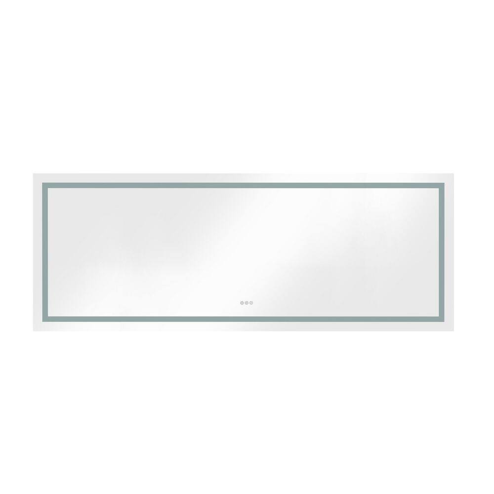 White 84 in. W x 30 in. H LED Aluminum Frame Wall Mirror With Anti-Fog ...