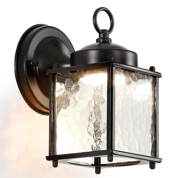 CACI Mall 7.8 in. 1-Light Modern Industrial Home Enabled Matte Black Outdoor Wall Sconce with Clear Glass Shade