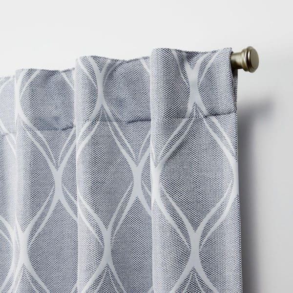 Circuit Chambray Blue Ogee Woven Room Darkening Hidden Tab / Rod Pocket Curtain, 52 in. W x 84 in. L (Set of 2)