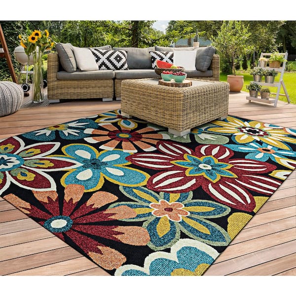 Covington Geranium Navy-Multi 8 ft. x 11 ft. Indoor/Outdoor Area Rug
