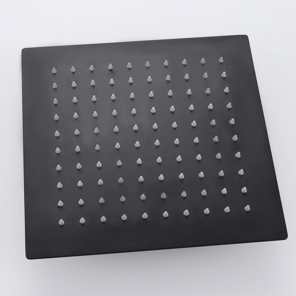 10-Inch Matte Black Brass Rain Shower System with Square Head