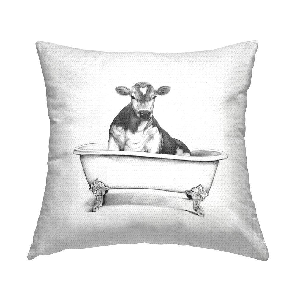 Cow Cattle in Bathtub Farm Animal Portrait Black Square Outdoor Throw Pillow price history on PriceWatchPro
