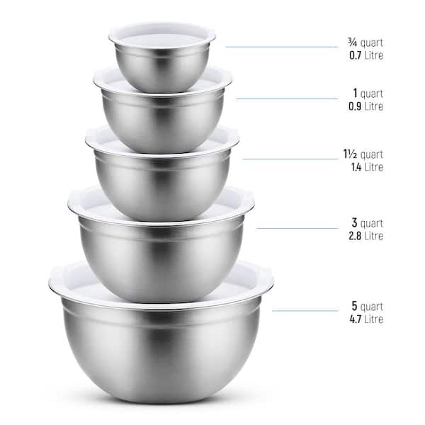 Mixing Bowls with Airtight Lids，6 piece Stainless Steel Metal Nesting Storage Bo 