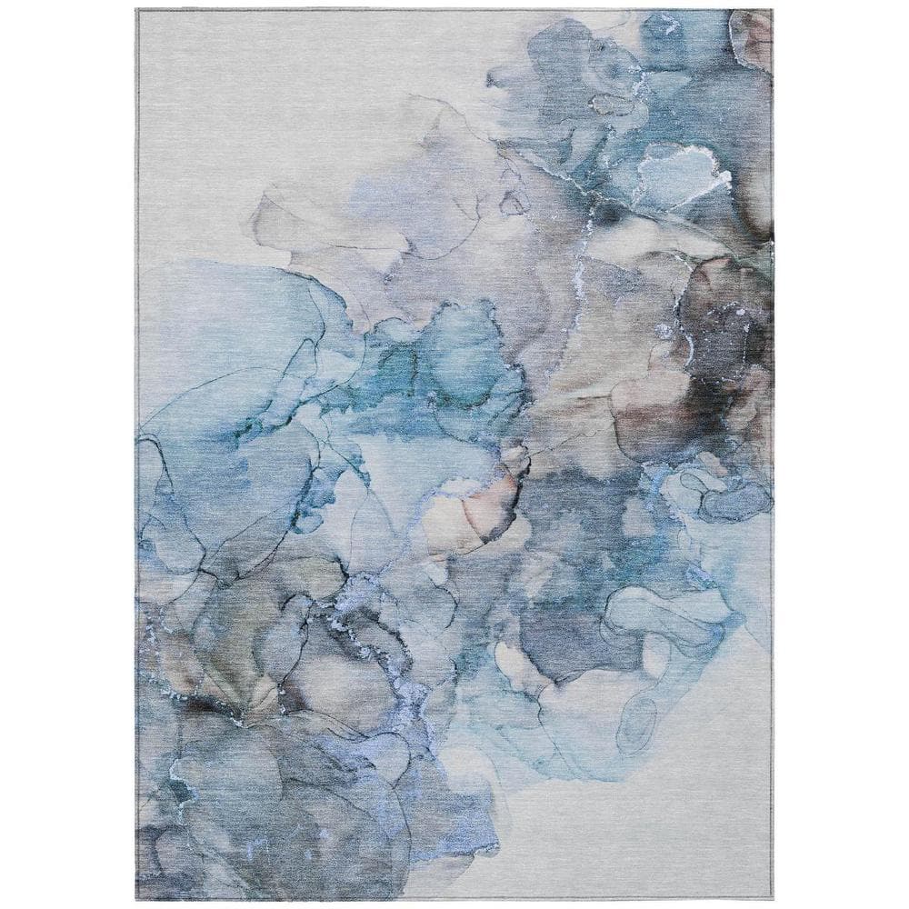 Blue and Gray 3 ft. x 5 ft. Woven Abstract Polyester Rectangle Indoor/Outdoor Area Rug price history on PriceWatchPro