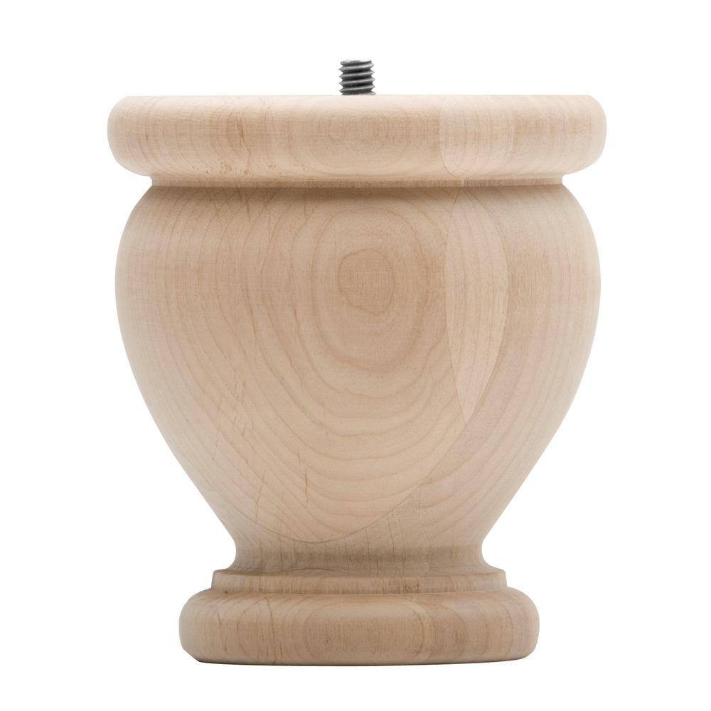 Waddell Lily Bun Foot 4 in. H x 4.5 in. Dia. Sanded Unfinished