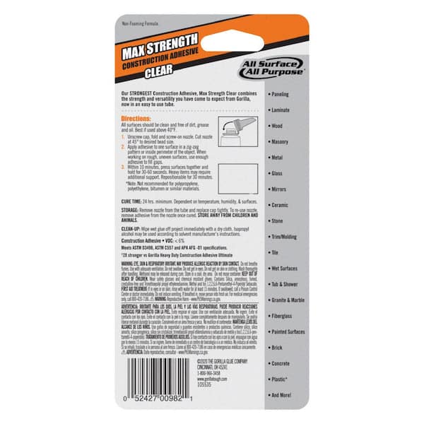  Customer reviews: Gorilla Waterproof Fabric Glue 2.5 Ounce  Tube, Clear, (Pack of 1)