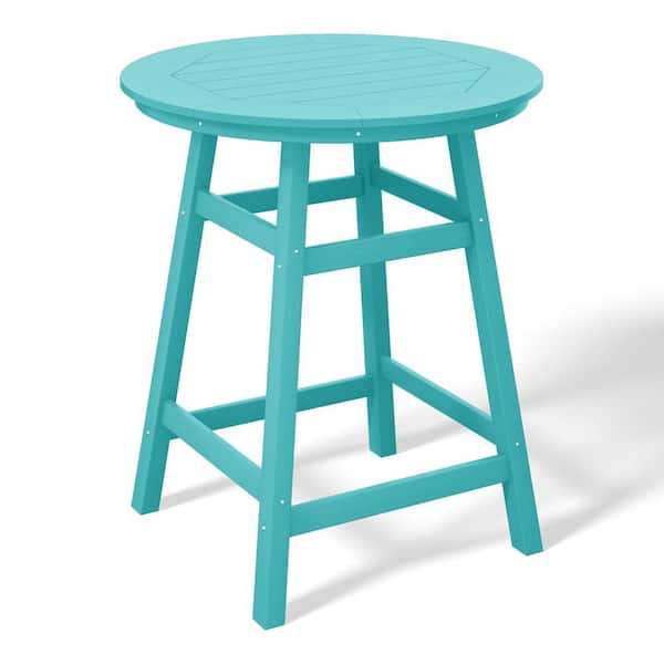 WESTIN OUTDOOR Laguna 35 in. Round HDPE Plastic All Weather Outdoor Patio Counter Height High Top Bistro Table in Turquoise