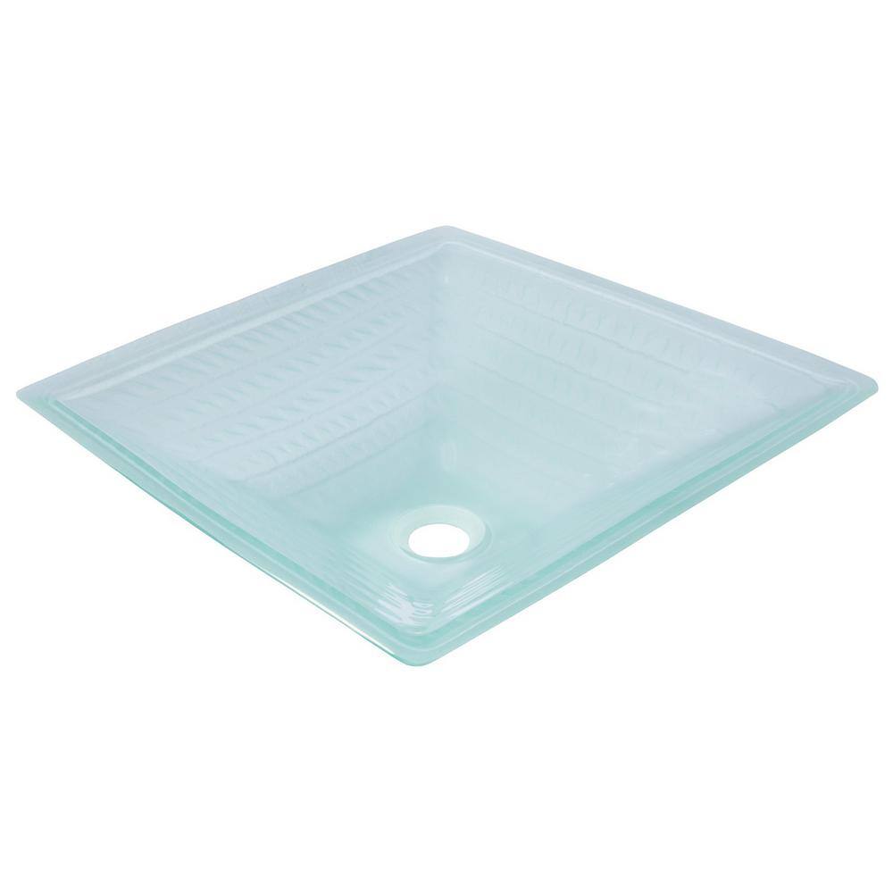 Clear Tempered Glass Square Above-Counter Vessel Sink