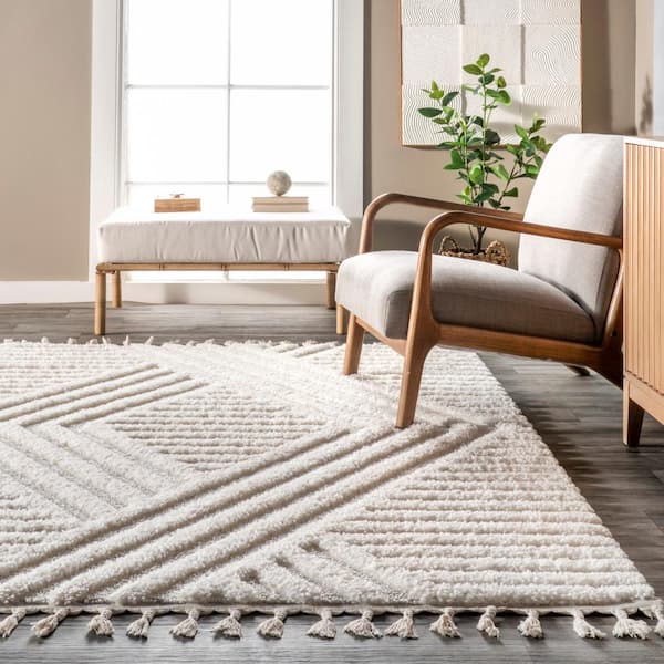nuLOOM Risette Geometric Shag Tassel Beige 2 ft. 8 in. x 8 nuLOOM Risette Geometric Shag Tassel Beige 2 ft. 8 in. x 8