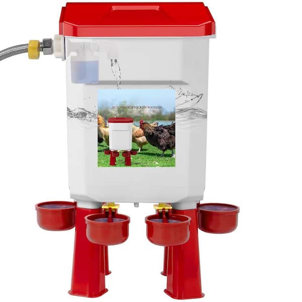 Automatic Float-Controlled Chicken Waterer with 60-Inch Hose and 2 Gallon Capacity for Poultry Ducks and Quail