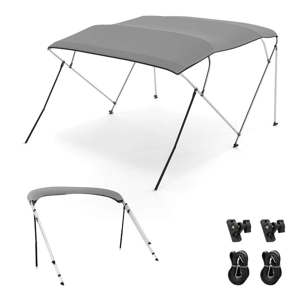 8 ft. L x 85-90 in. W 600D Oxford Fabric 4-Bow Boat Bimini Top with Aluminum Frame and Storage Boot, Gray price history on PriceWatchPro