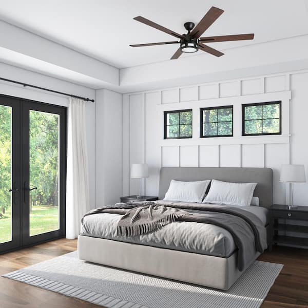 Kaliza 56 in. Expresso Bronze Downrod/Angle Mount Standard LED Indoor Ceiling Fan with Remote Control