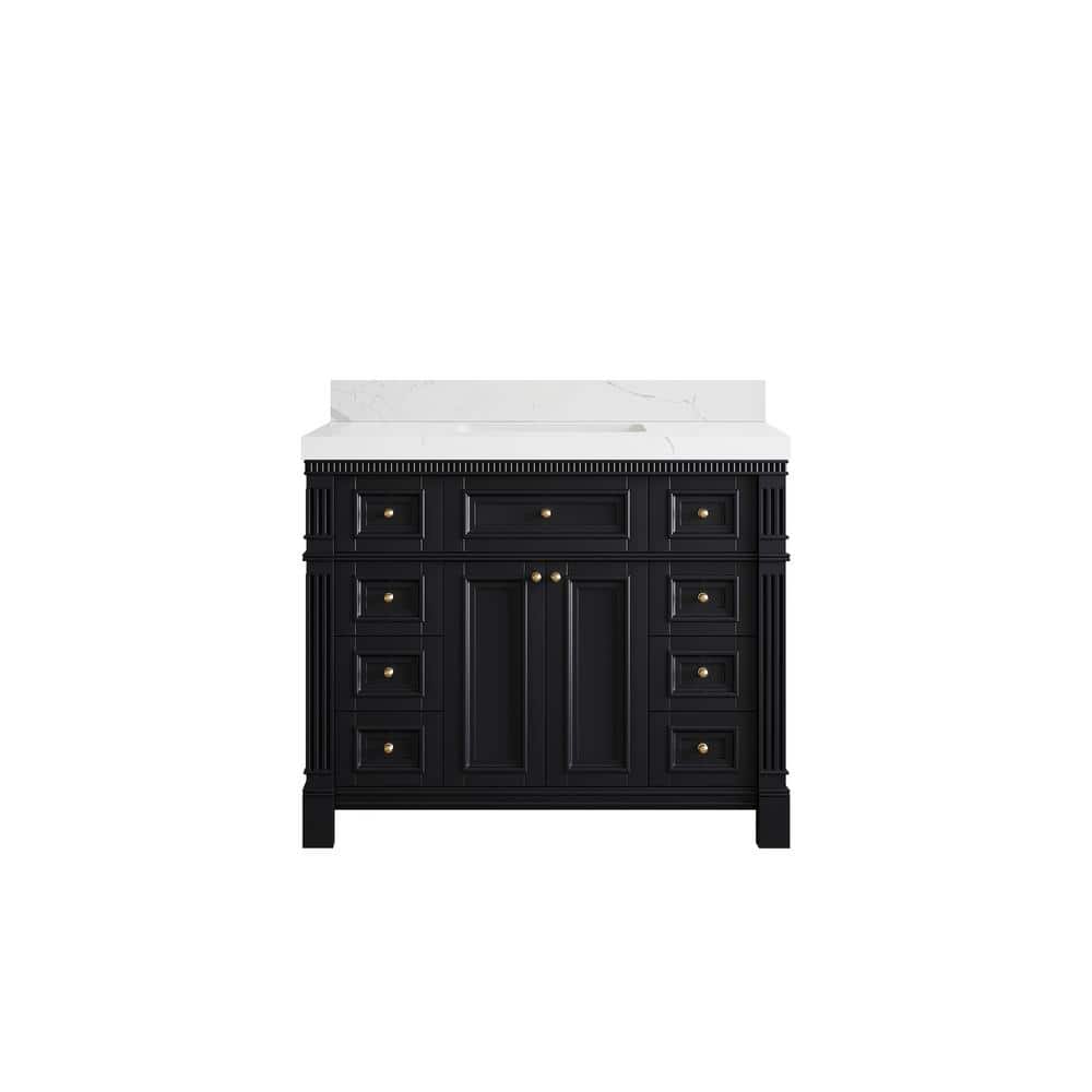 Paris 42 in. W x 22 in. D x 36 in. H Single Sink Bath Vanity in Black with 2 in. Calacatta Laza qt. Top price history on PriceWatchPro