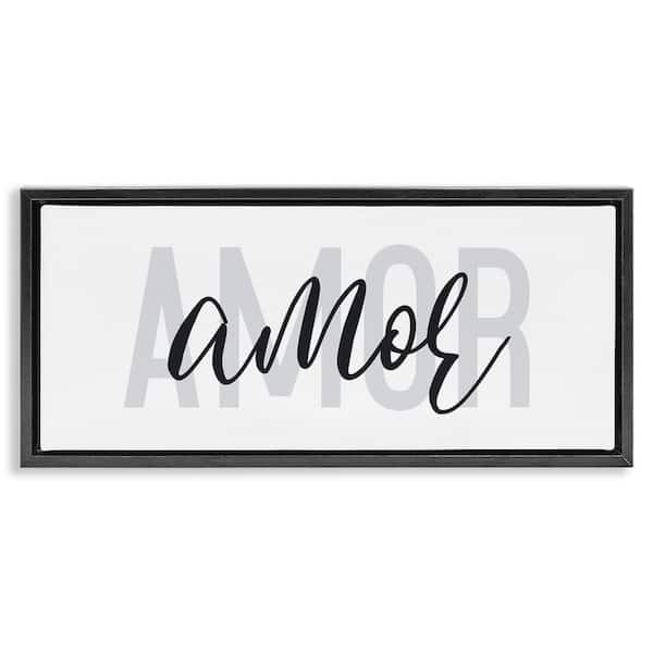 Stupell Industries Amore Simple Love Text by Wild Apple Portfolio Black Floater Frame Typography Graphic Art Print 14 in. x 31 in.