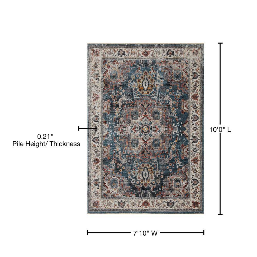 Samra Slate Multicolor Oriental Synthetic Area Rug 7'-10" x 10'
