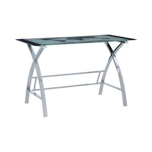 48 in. Rectangular Chrome/Clear Writing Desk with Open Storage