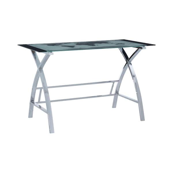 Powell Company 48 in. Rectangular Chrome/Clear Writing Desk with Open Storage