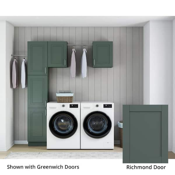 Richmond Aspen Green Plywood Shaker Stock Ready to Assemble Kitchen-Laundry Cabinet Kit 12 in. x 94.5 in. x 90 in.