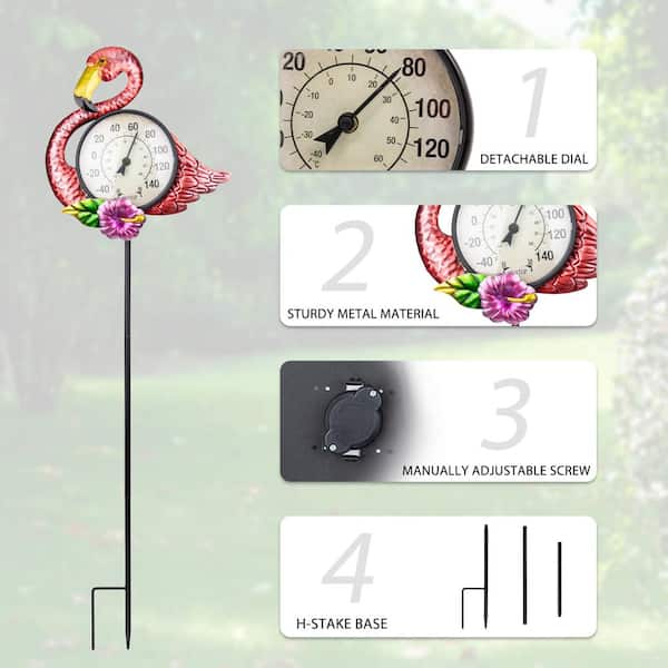 Poolmaster Flamingo Outdoor Thermometer Garden Stake and Backyard Decor  54580 - The Home Depot
