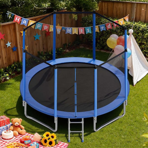 Outdoor Trampoline, 12 ft. Round Recreational Trampoline with Enclosure Net, ASTM Approved, Heavy Duty Trampolines
