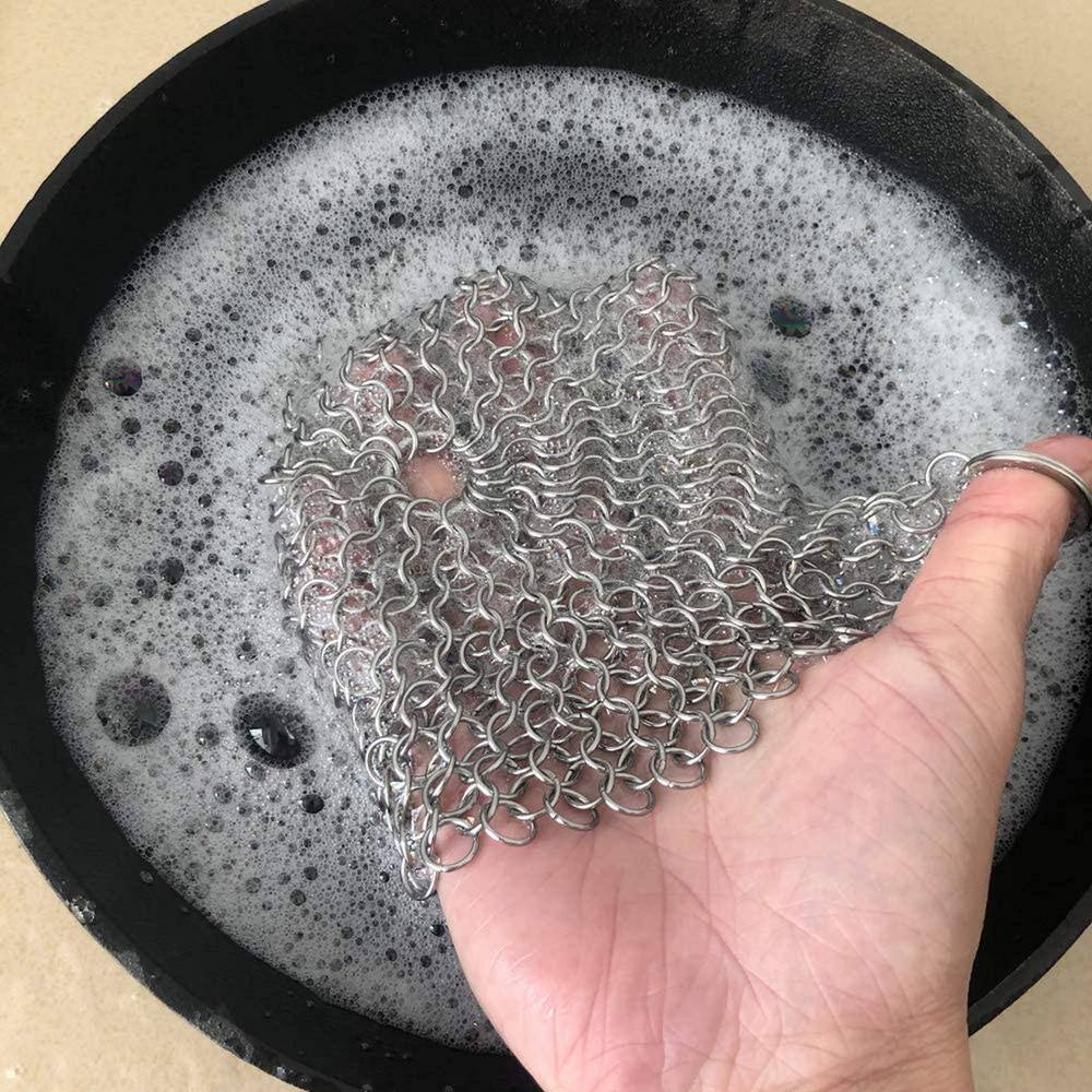 Stainless Steel Chain Mail Cast Iron Scrubber