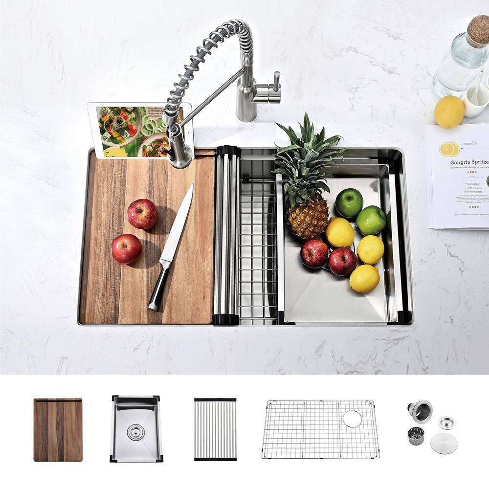 30'' Brushed Stainless Steel Undermount Single Bowl Kitchen Sink