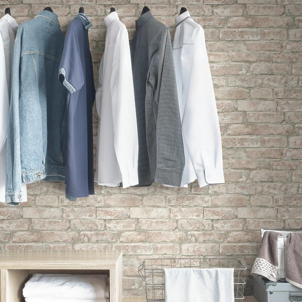White Washed Brick Peel and Stick Wallpaper Roll