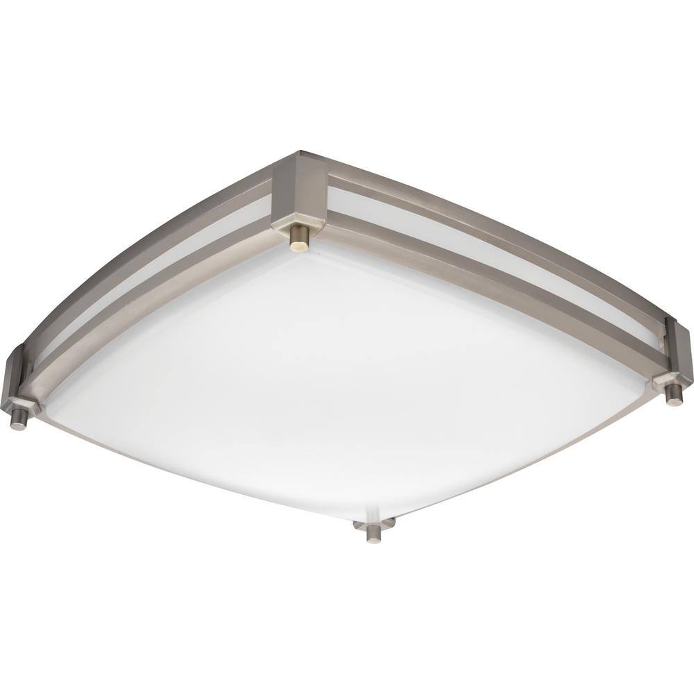 Sleek Nickel Square LED Flush Mount with White Acrylic Shade
