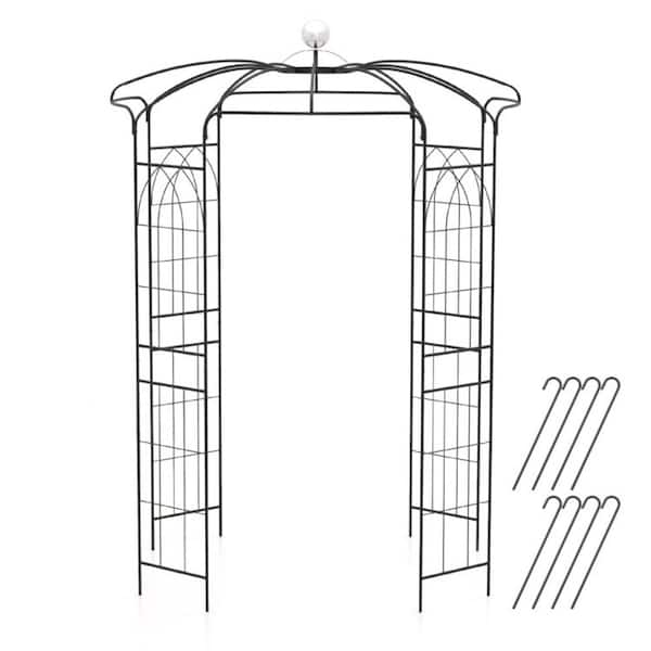 Amucolo 113 in. Black Birdcage Shape Gazebo Garden Trellis for Climbing Plants and Wedding Ceremony Decoration