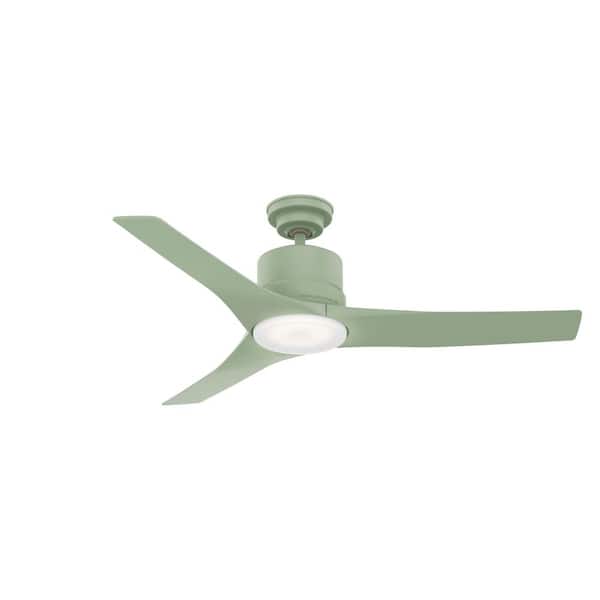 Hunter Piston 52 in. Integrated LED Indoor/Outdoor Soft Sage Ceiling Fan with Light Kit and Remote