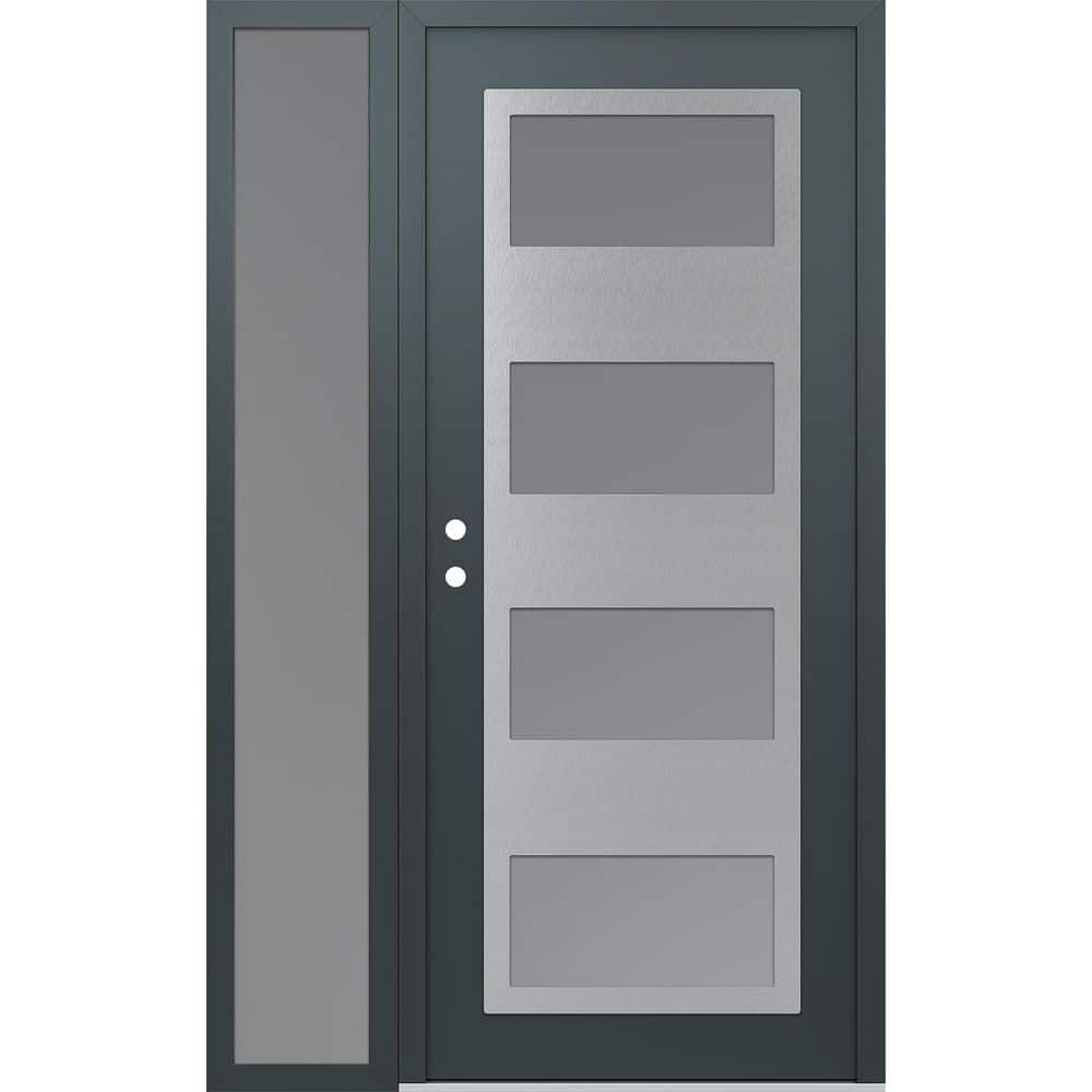 C2 50 in. x 80 in. Silver P Right-Hand/Inswing Frosted Glass Anth/Anth Sidelite Steel Prehung Front Door price history on PriceWatchPro